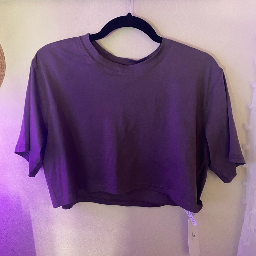 Dark Purple Cropped Athletic Top